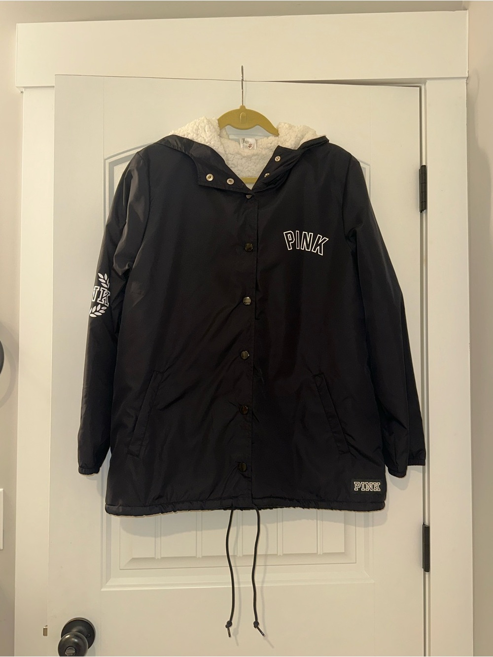 NWOT VS PINK Victoria's Secret Sherpa Lined Windbreaker Coaches Jacket Sz M